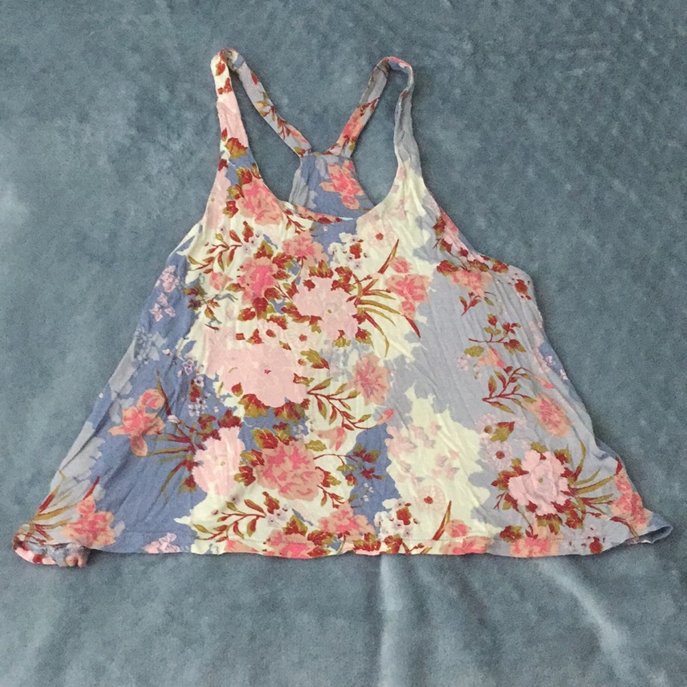 UO Kimchi Blue Floral Crop Top XS with V-cut Back